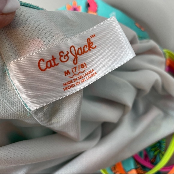 Cat & Jack Size M 7/8 Girls Rainforest Swimsuit One Shoulder Tropical Colorful - Picture 5 of 8